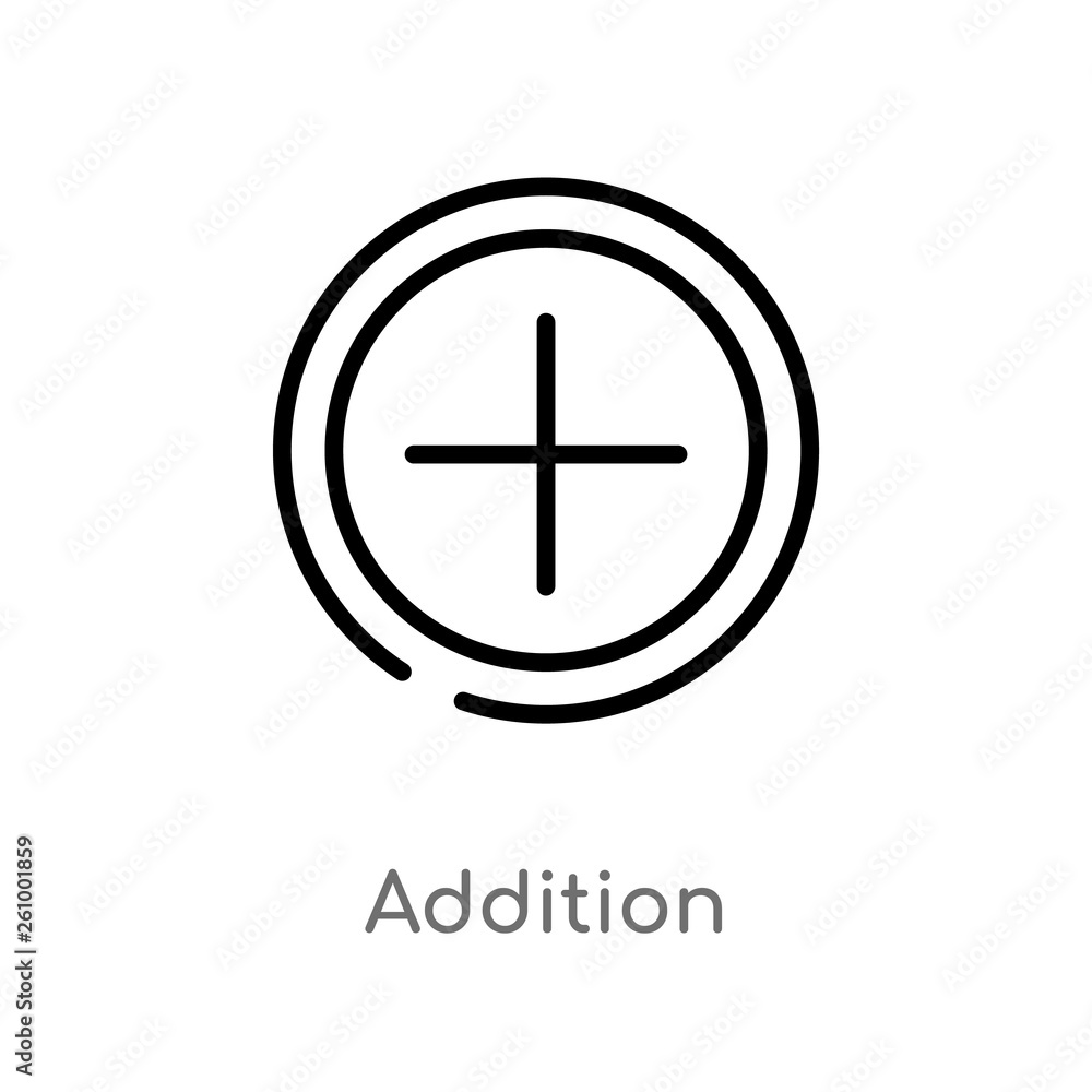 Poster outline addition vector icon. isolated black simple line element illustration from signs concept. ed