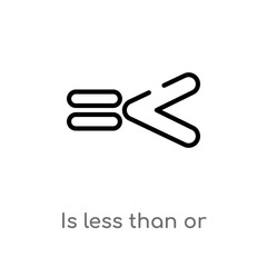 Obraz premium outline is less than or equal to vector icon. isolated black simple line element illustration from signs concept. editable vector stroke is less than or equal to icon on white background