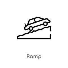outline ramp vector icon. isolated black simple line element illustration from signs concept. editable vector stroke ramp icon on white background