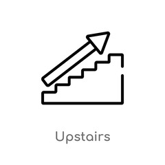 outline upstairs vector icon. isolated black simple line element illustration from signs concept. editable vector stroke upstairs icon on white background