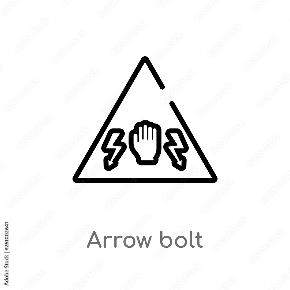 Poster outline arrow bolt vector icon. isolated black simple line element illustration from signs concept. 