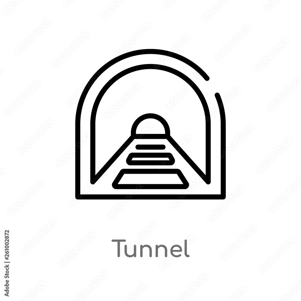 Poster outline tunnel vector icon. isolated black simple line element illustration from signs concept. edit