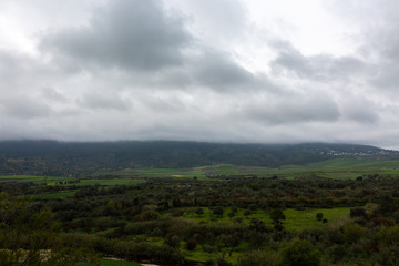 Fototapeta na wymiar Hills and field near ancient city of Volubilis
