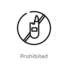 outline prohibited vector icon. isolated black simple line element illustration from signs concept. editable vector stroke prohibited icon on white background