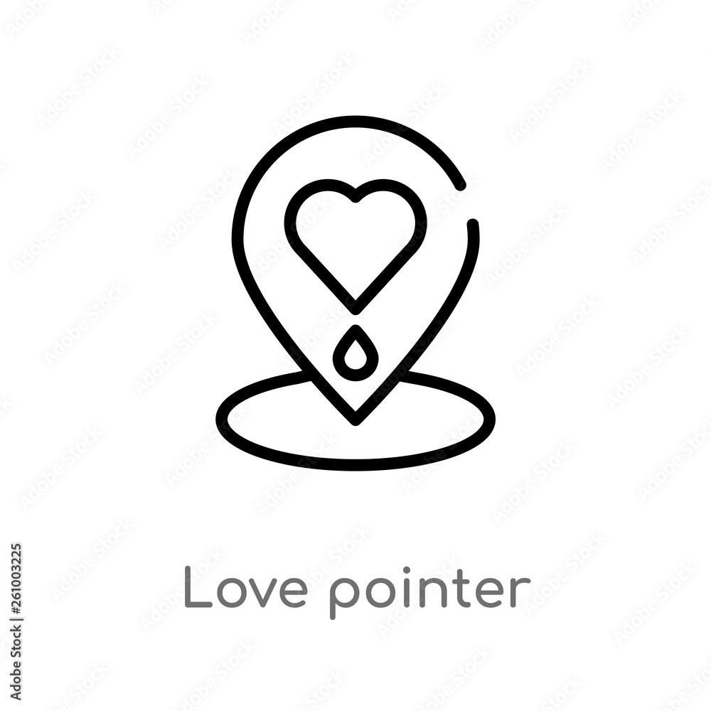 Aufkleber outline love pointer vector icon. isolated black simple line element illustration from signs concept