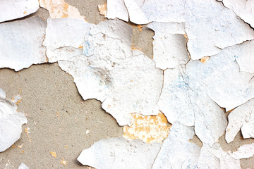 Old grunge dirty cracked vintage light grey concrete and cement mold texture wall or floor background with weathered paint and scratches