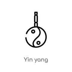 outline yin yang vector icon. isolated black simple line element illustration from signs concept. editable vector stroke yin yang icon on white background