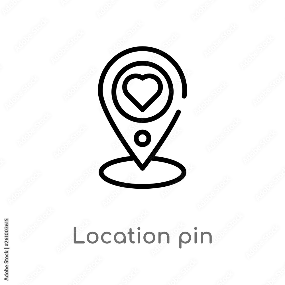 Poster outline location pin vector icon. isolated black simple line element illustration from signs concept