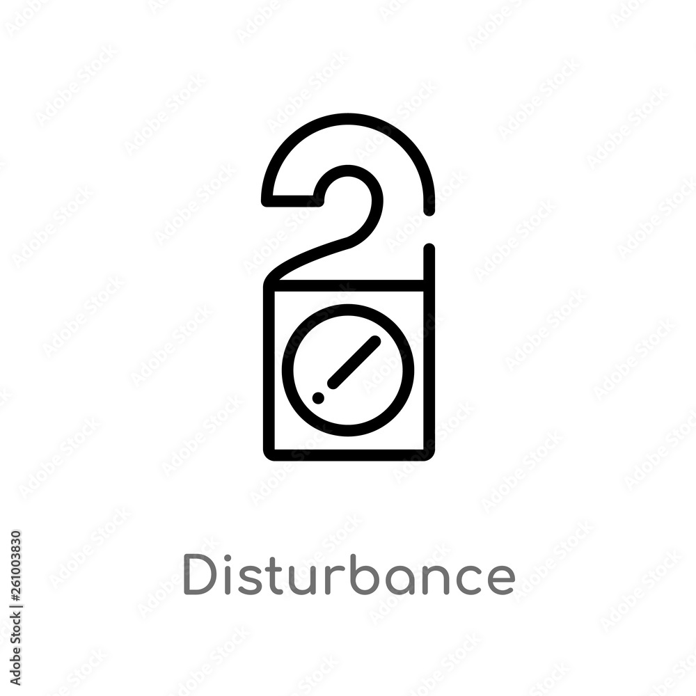 Poster outline disturbance vector icon. isolated black simple line element illustration from signs concept.