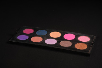 makeup in close-up on black background