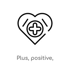outline plus, positive, add, vector icon. isolated black simple line element illustration from signs concept. editable vector stroke plus, positive, add, icon on white background
