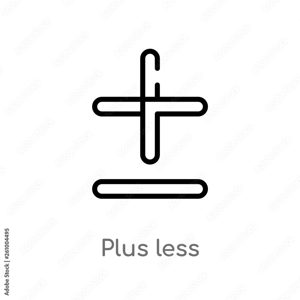 Poster outline plus less vector icon. isolated black simple line element illustration from signs concept. e