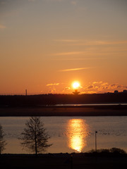 The first day of the new year concept: impressive and amazing morning sunrise over the sea in Helsinki, Finland, Europe