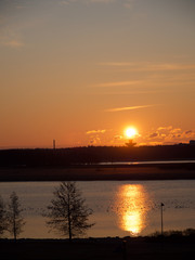 The first day of the new year concept: impressive and amazing morning sunrise over the sea in Helsinki, Finland, Europe