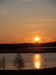 The first day of the new year concept: impressive and amazing morning sunrise over the sea in Helsinki, Finland, Europe