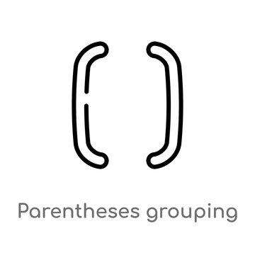 outline parentheses grouping vector icon. isolated black simple line element illustration from signs concept. editable vector stroke parentheses grouping icon on white background