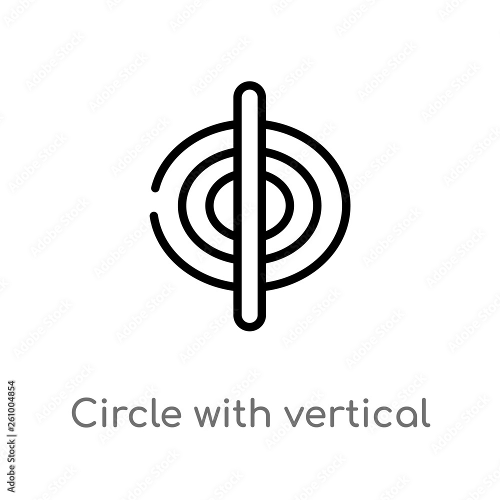 Poster outline circle with vertical line vector icon. isolated black simple line element illustration from 