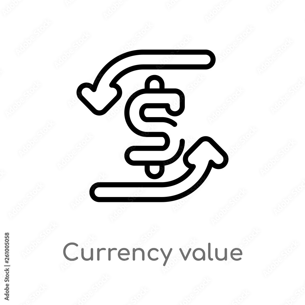 Poster outline currency value vector icon. isolated black simple line element illustration from signs conce