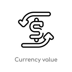 outline currency value vector icon. isolated black simple line element illustration from signs concept. editable vector stroke currency value icon on white background
