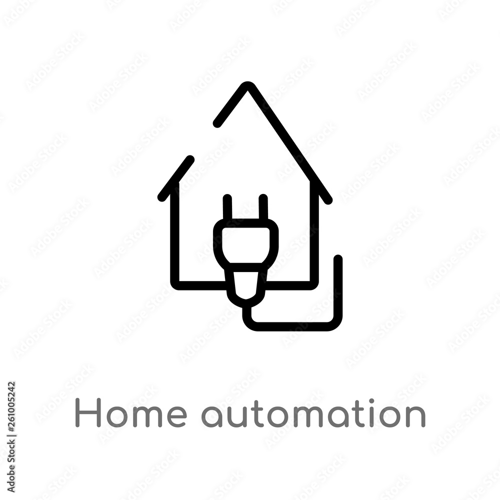 Poster outline home automation vector icon. isolated black simple line element illustration from smart home
