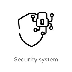 outline security system vector icon. isolated black simple line element illustration from smart home concept. editable vector stroke security system icon on white background