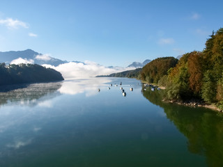 Fototapeta premium Panorama of the lake immersed in nature