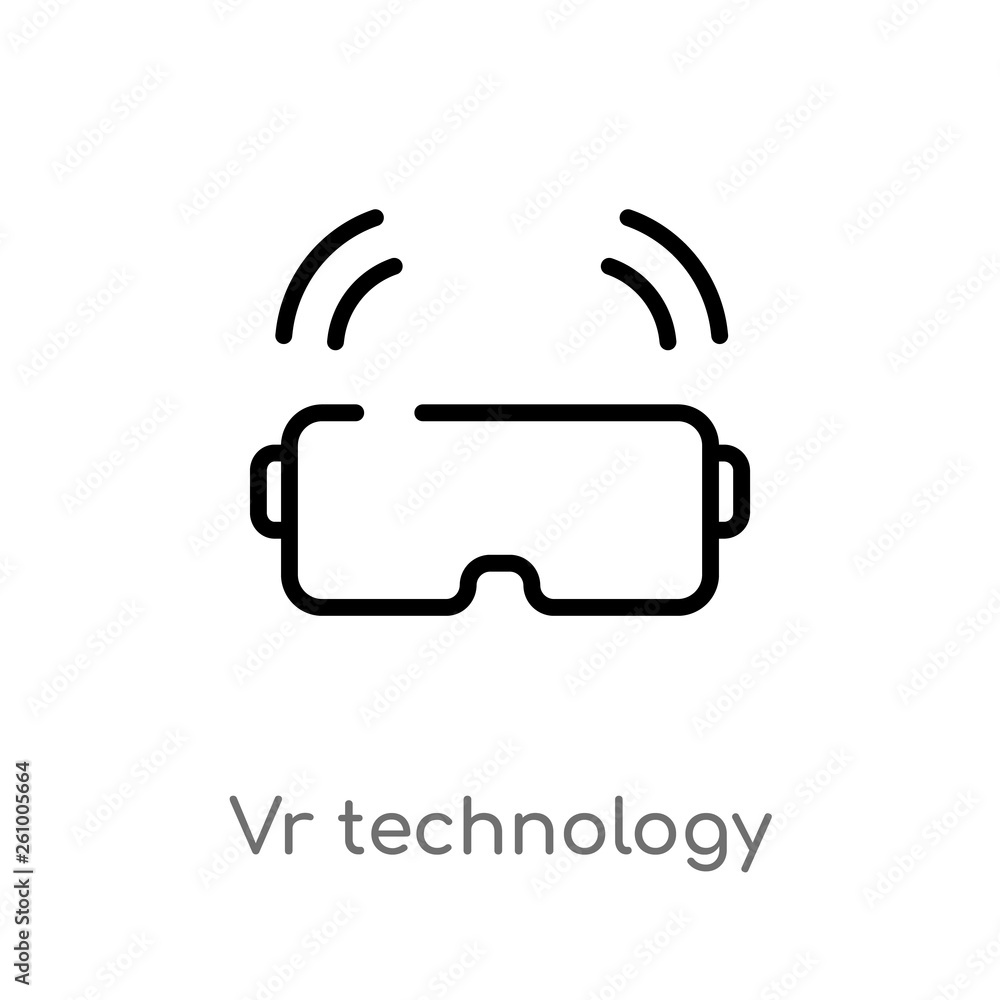 Poster outline vr technology vector icon. isolated black simple line element illustration from smart home c