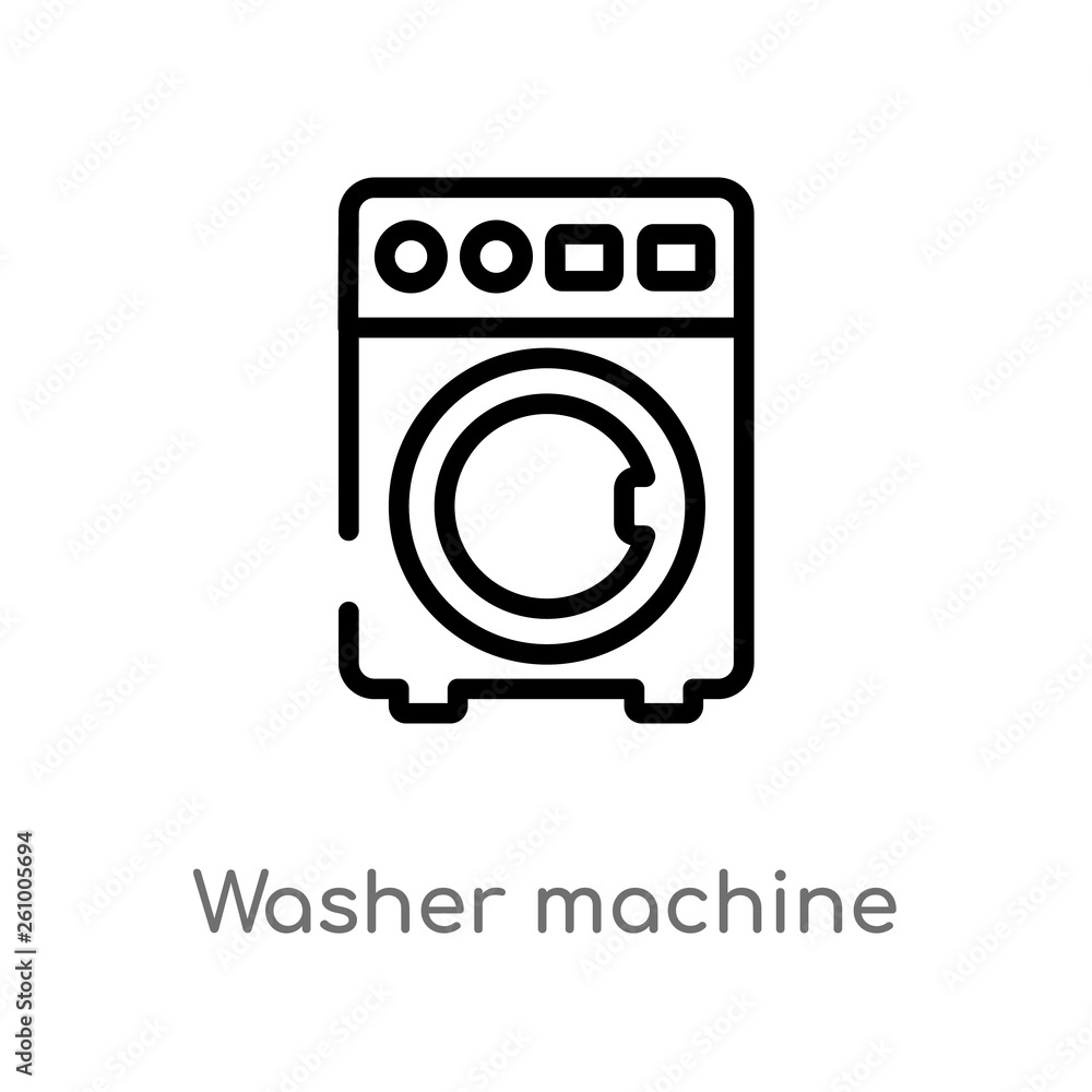 Poster outline washer machine vector icon. isolated black simple line element illustration from smart home 