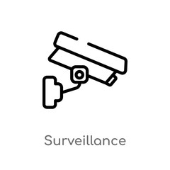 outline surveillance vector icon. isolated black simple line element illustration from smart home concept. editable vector stroke surveillance icon on white background