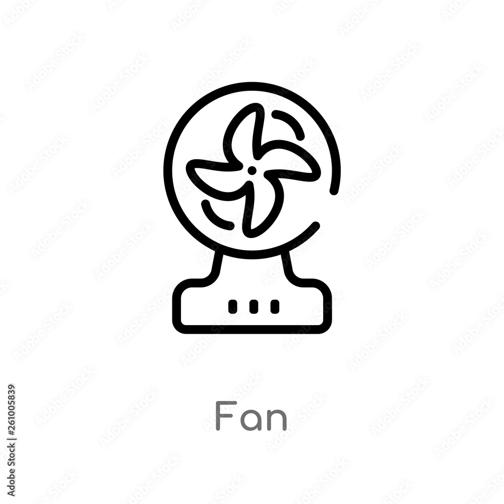 Poster outline fan vector icon. isolated black simple line element illustration from smart house concept. e