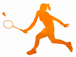 illustration of a badminton player , vector draw