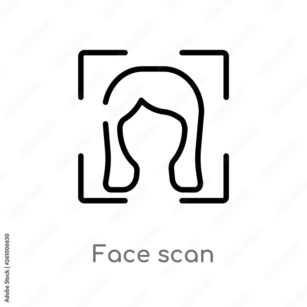 Poster outline face scan vector icon. isolated black simple line element illustration from smart house conc