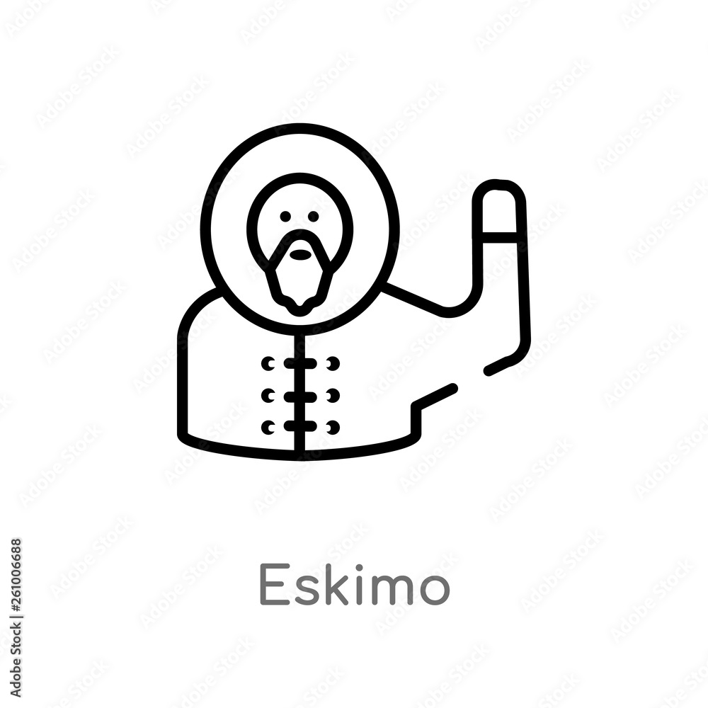 Poster outline eskimo vector icon. isolated black simple line element illustration from smileys concept. ed