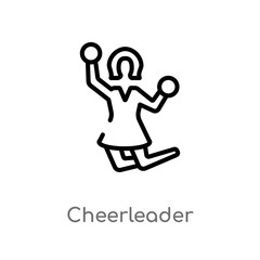 outline cheerleader vector icon. isolated black simple line element illustration from smileys concept. editable vector stroke cheerleader icon on white background