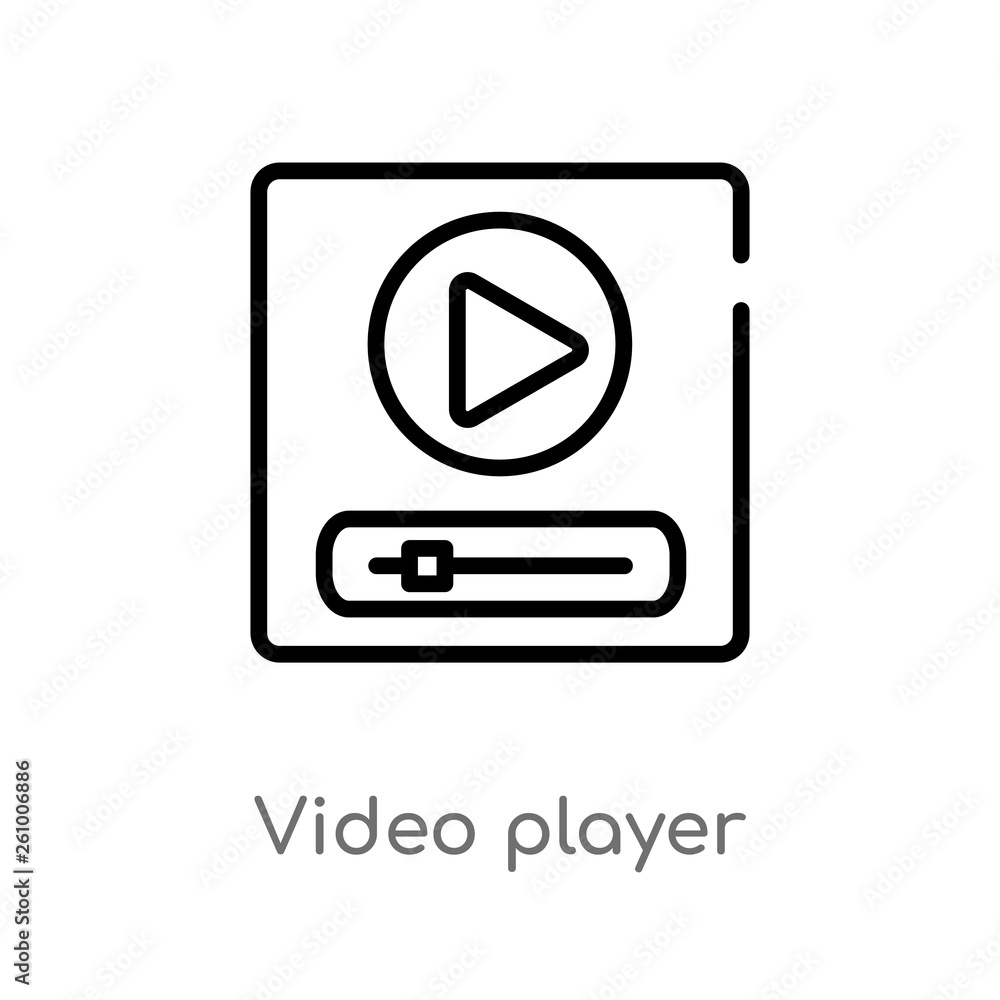 Poster outline video player vector icon. isolated black simple line element illustration from social media 