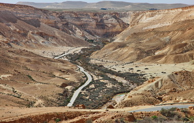 Machtesh Ramon - erosion crater in the Negev desert, the most picturesque natural landmark of...