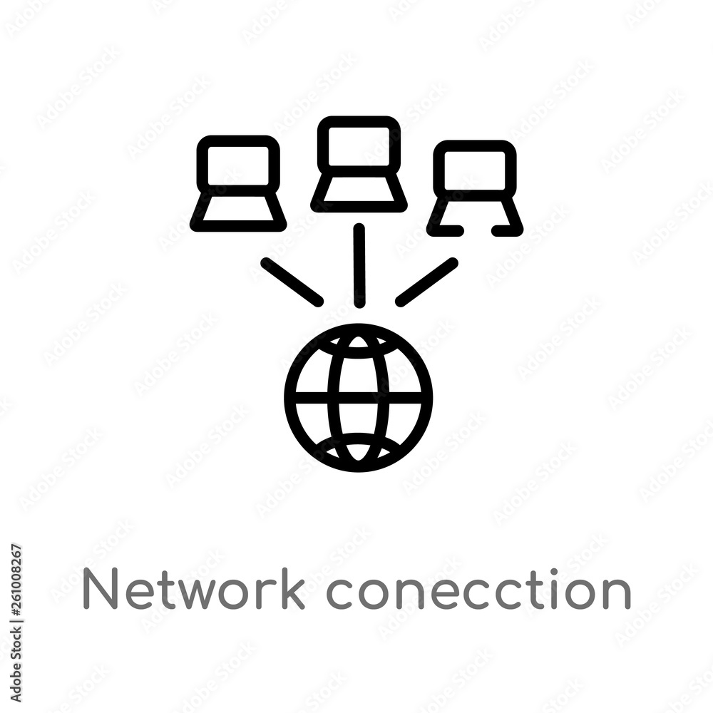 Poster outline network conecction vector icon. isolated black simple line element illustration from social 