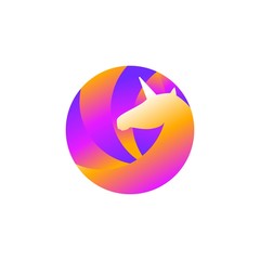 Unicorn house logo vector illustration.