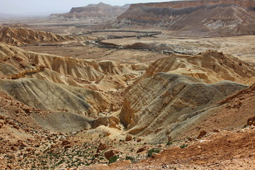 Machtesh Ramon - erosion crater in the Negev desert, the most picturesque natural landmark of...