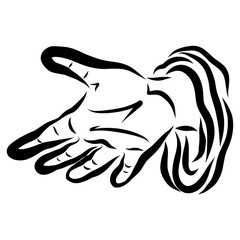human hand, palm with lines, black pattern