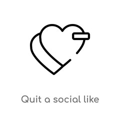 outline quit a social like vector icon. isolated black simple line element illustration from social concept. editable vector stroke quit a social like icon on white background