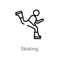 outline skating vector icon. isolated black simple line element illustration from sports concept. editable vector stroke skating icon on white background