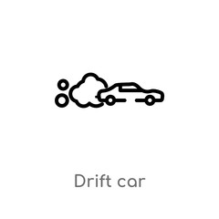 outline drift car vector icon. isolated black simple line element illustration from sports concept. editable vector stroke drift car icon on white background