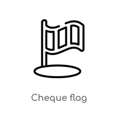 outline cheque flag vector icon. isolated black simple line element illustration from sports concept. editable vector stroke cheque flag icon on white background