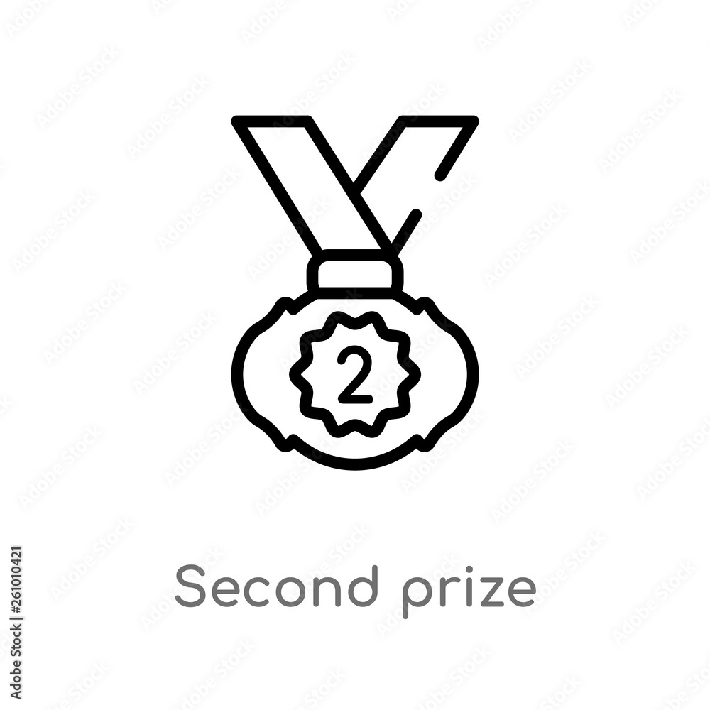 Poster outline second prize vector icon. isolated black simple line element illustration from sports concep