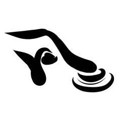 man presses a finger on the round button, hand and button