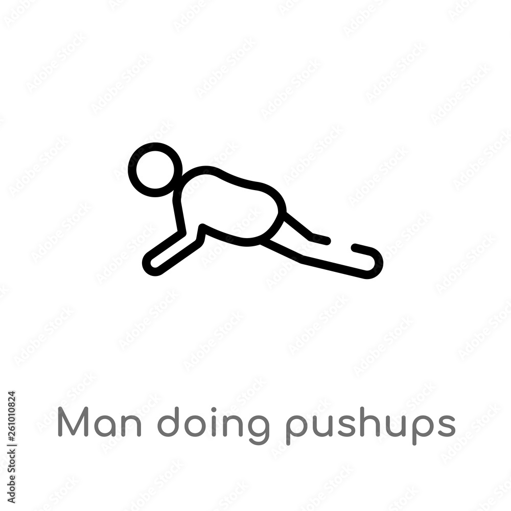 Poster outline man doing pushups vector icon. isolated black simple line element illustration from sports c