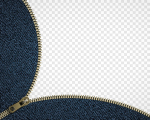 Zipper on denim. Isolated on a transparent background. © Key design