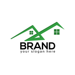 Green house logo template, 3d design. 