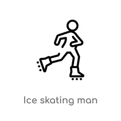 outline ice skating man vector icon. isolated black simple line element illustration from sports concept. editable vector stroke ice skating man icon on white background